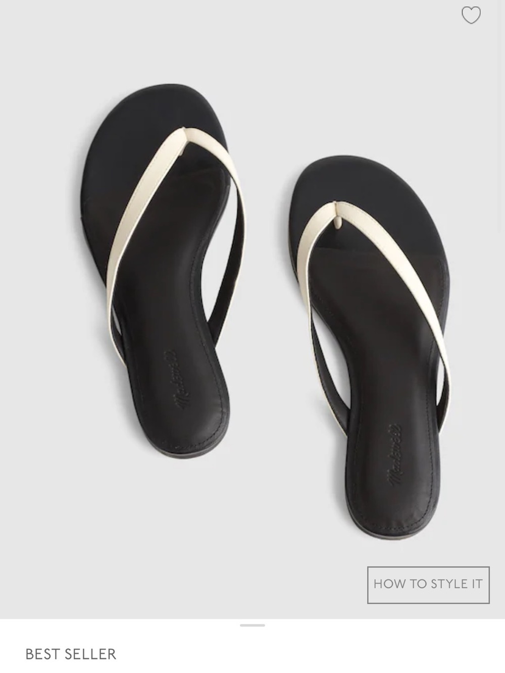 Madewell Two-Tone Flip Flop Sandals — Black and Cream